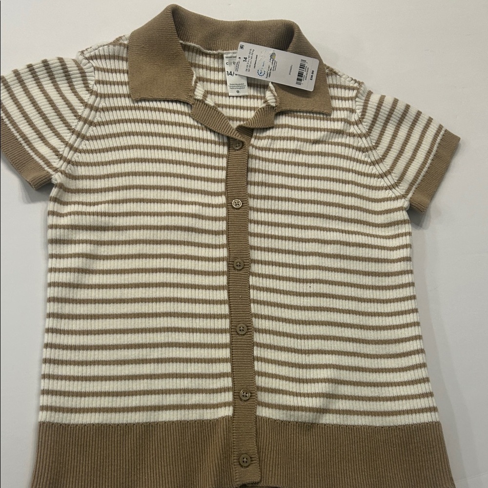 Carter's Brown and White Striped Button Down Shirt
